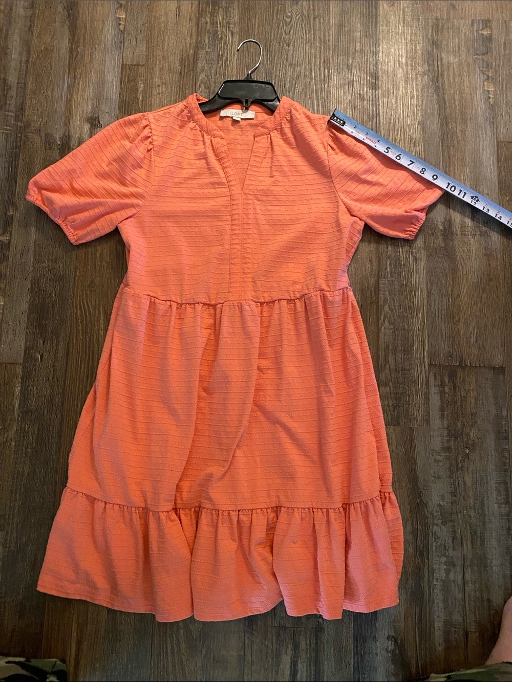 LOFT Coral Tiered Short Sleeve Girls Dress